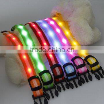 LED Personalized Dog Nylon Flashing Glow New Pet Light Safety Collar 6 Colors 3 Sizes