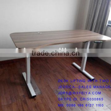 Two segements electric office table manufacture in Wuxi JDR