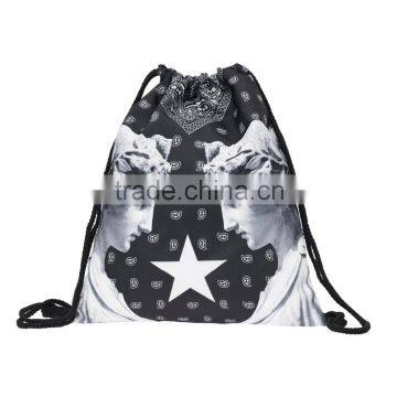 High Quality 3D Printed Bandana Statue Cool Custom Microfiber Drawstring Bag