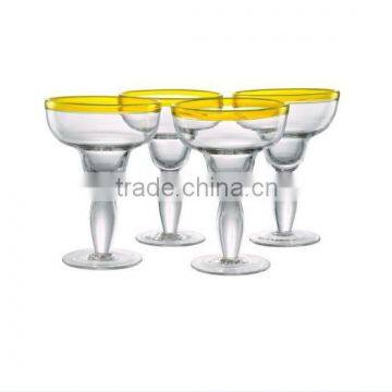 Blue and Yellow Rim Leadfree Customized Size Thick Margaret Glass in Stocks Colored Large Model photo-2