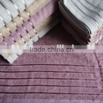 terry towel with dobby border expandable soft feelings well absorbency vibrant color