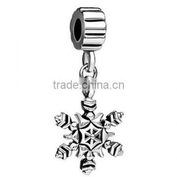 New Year Festival Gift Jewelry Snowflake Charm Bead For Wholesale Silver Jewelry Snowflake Bead