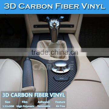 5x98FT Air Bubble Free Black 3M 3D Carbon Fiber Vinyl Sticker