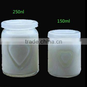 150ml and 250ml Engrave heart shape pudding glass bottle