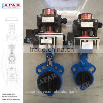 LAPAR Pneumatic Butterfly Valve Wafer type with Limit Switch