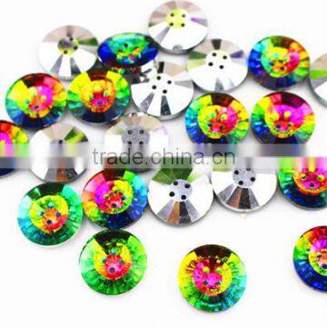 round fashion sew on rhinestone buttons for clothes jewelry and shoes