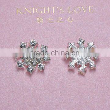 (M0349) 23mm diameter metal crystal embellishment ,flat back,silver plating,pearl or crystal style