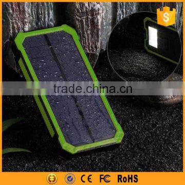 12000 mah solar power bank external battery with metal clip and led light