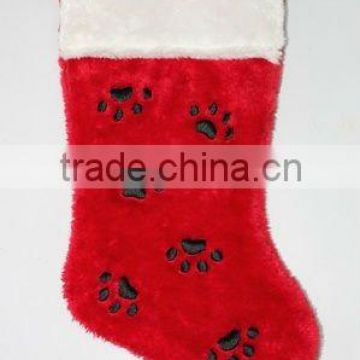 Paw prints red white christmas stockings