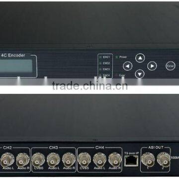 4in1 iptv SPTS mpts h.264 mpeg-4 encoder(4 CVBS+audio in,ASI+IP(UDP)/MPTS out)