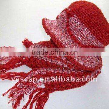 Acrylic Knit bucket scarf hat