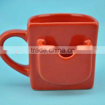 Red color stoneware cookie mug