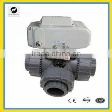 DN40 3 way PVC ss304 electric valve actuator T flow and L flow thread type