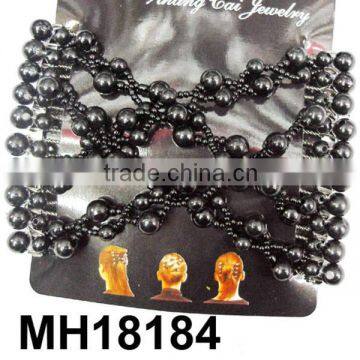 black pearl beads stretchy magic hair comb