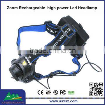 High power XML T6 LED 2000LM Focus Zoom led head lamp manufacturer in china