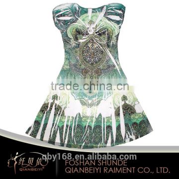 OEM plus size casual woman printing summer dress 2015