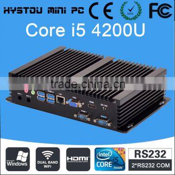 Small fanless mini industrial pc 12v cheap mini pc x86 core i5 4200u 8GG RAM 128G SSD+2TB HDD