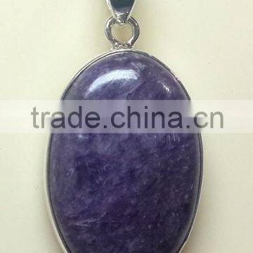 Charoite Oval Cabochon 925 Sterling Silver Pendants , Designer Sterling Silver Pendants, Fashionable Sterling Silver Pendants