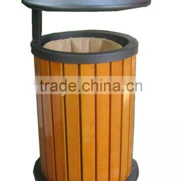 Outdoor wooden garbage trash bin wooden garbage bin