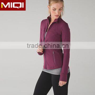 Wholesale Nylon Sports Jackets Fitness Women Turtleneck Collar Design With Zipper