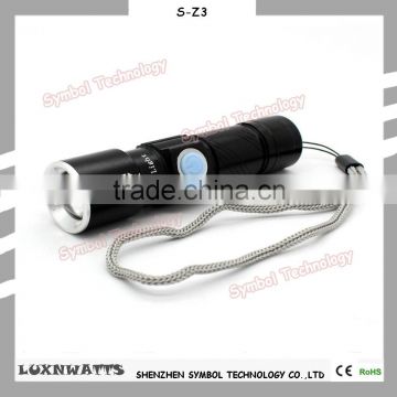 Ajustable focus torch USB charging hand torch light