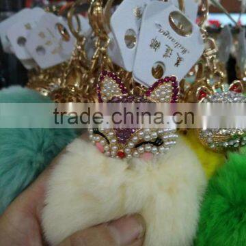Fur Pompom Maker/fox Fur Ball Keychian/colourful Rabbit Fur Pom Pom Ball for Keyring and Bags photo-2