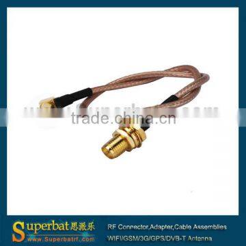 RP-SMA female bulkhead straight to SSMB male right angle Pigtail cable RG316 15cm