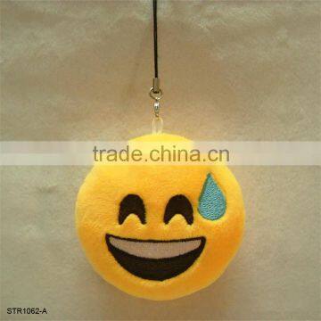 5.5cm hottest selling round speechless plush emoji key chains customized