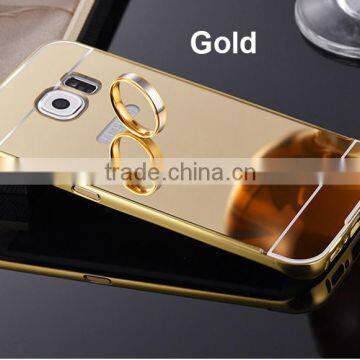 S7 Luxury Gold Plating Aluminum Metal Frame + Mirror Acrylic Back Case For Samsung Galaxy S6/S6 edge/S7/S7 Edge Hard Cover