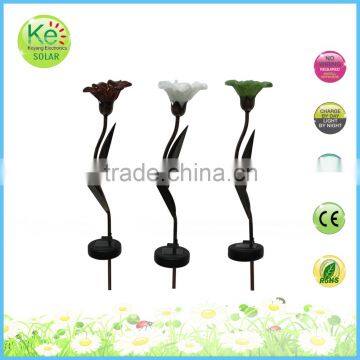 Glass flower metal leaf garden parts solar light