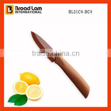 Brown Color Zirconia Blade Fruit knife and ABS+TPR coating Handle