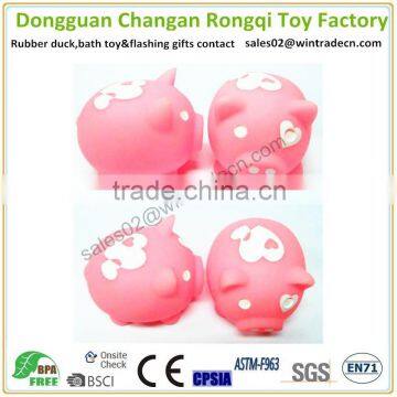 Heart print logo rubber squeak pig toy make sound