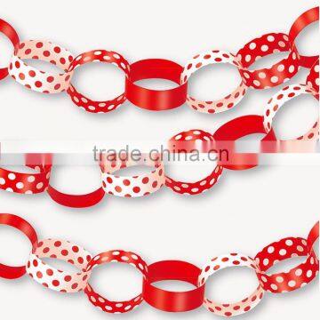 5ft RED White Polka Dot Spot Style Party Paper Chain Garland Decoration