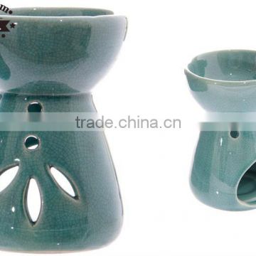 Ceramic Turquoise Crackle Glaze Leaf Oil Burner