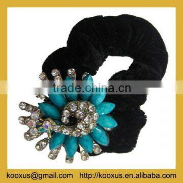 Rhinestone hair barrette with elastic band