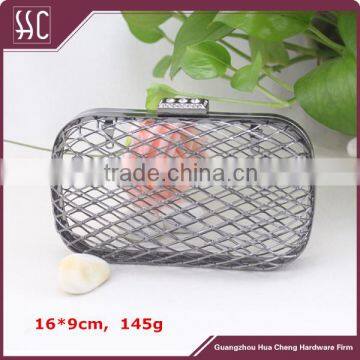 newest gunmetal crystal clutch frame without plastic box