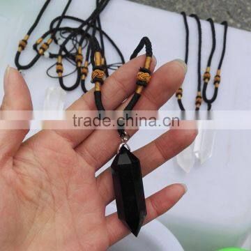 customized natural quartz obsidian crystal gemstone point pendants