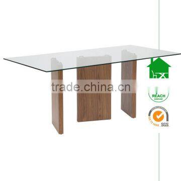 DT-3016 Glass Top Wooden Base Dining Table