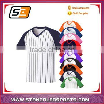 Stan Caleb 2016 new mens baseball team t shirt jersey blank striped custom with sublimation