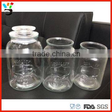 Covered Antique Style Round Shape Different Type Large Size Pattern Glass Jar
