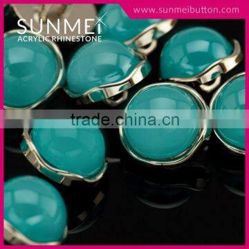 Wholesale Aquamarine Acrylic Diamond Fancy Buttons for Clothing