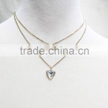 Gold Double Layered w/ White Diamond Necklace 2016 Fashion Style Wholesale