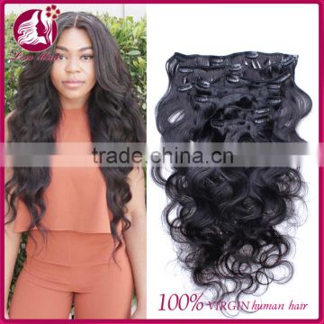 7A Top Quality Peruvian Virgin Hair Body Wave Clip In Human Hair Extensions Peruvian Body Wave Clip In Hair Extensions 7Pcs