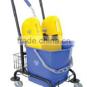 Single Wringer Bucket c/w Trolley & Basket (Down Press)