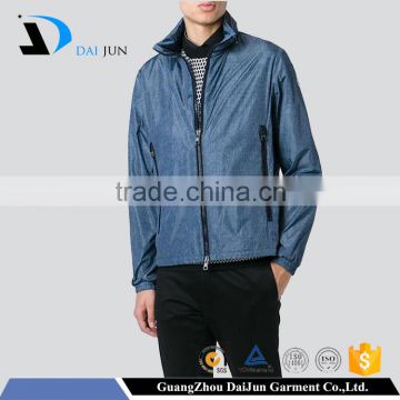 Daijun oem new deisign best quality nylon classic man blue city sport plain jackets men 2016