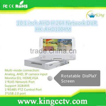 2015 New arrival factory direct selling recorder 4ch multi-mode connection 10.1 inch lcd ahd h.264 network dvr HK-AHD1004M