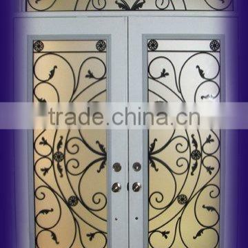 wrought iron door glass in classical design,luxurious style