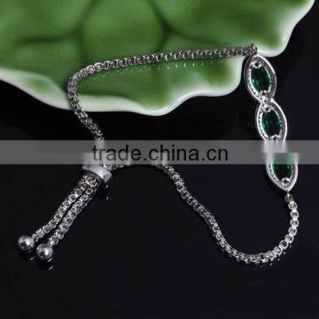 Ladies Top Selling Bracelet Design With Blue Glass and Rhodium Plating Bracelet Fashion photo-2