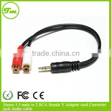 Stereo 3.5 male to 2 RCA female Y Adapter cord Converter jack Audio cable