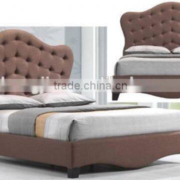 Modern Style Wave Headboard Fabric Double Bed For Bedroom Furniture (LB1081)